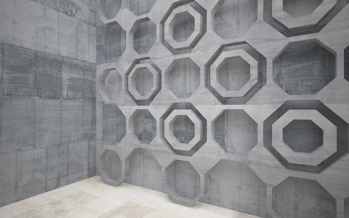 Abstrakcyjne wnętrze z betonem i białymi parametrami z oknem